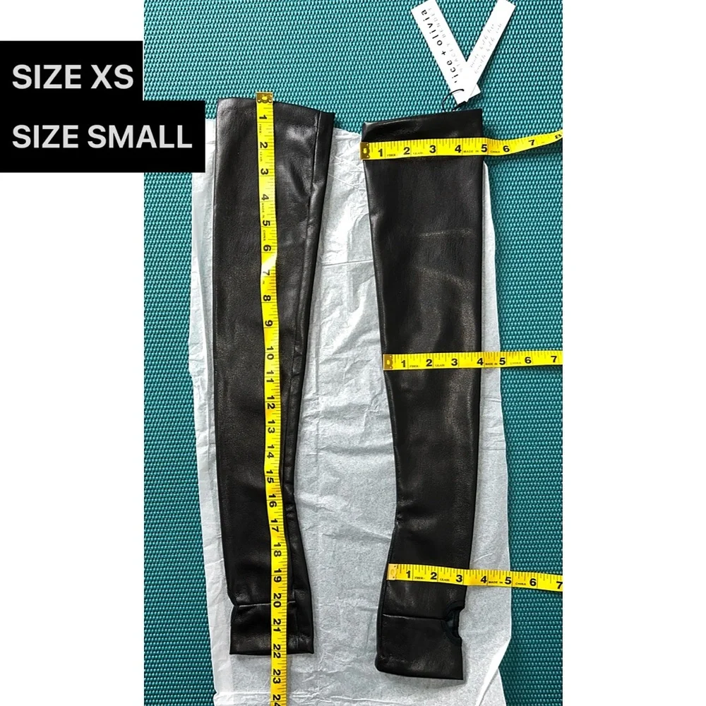 Alice + Olivia Vegan Leather Black Long Opera Dress Gloves